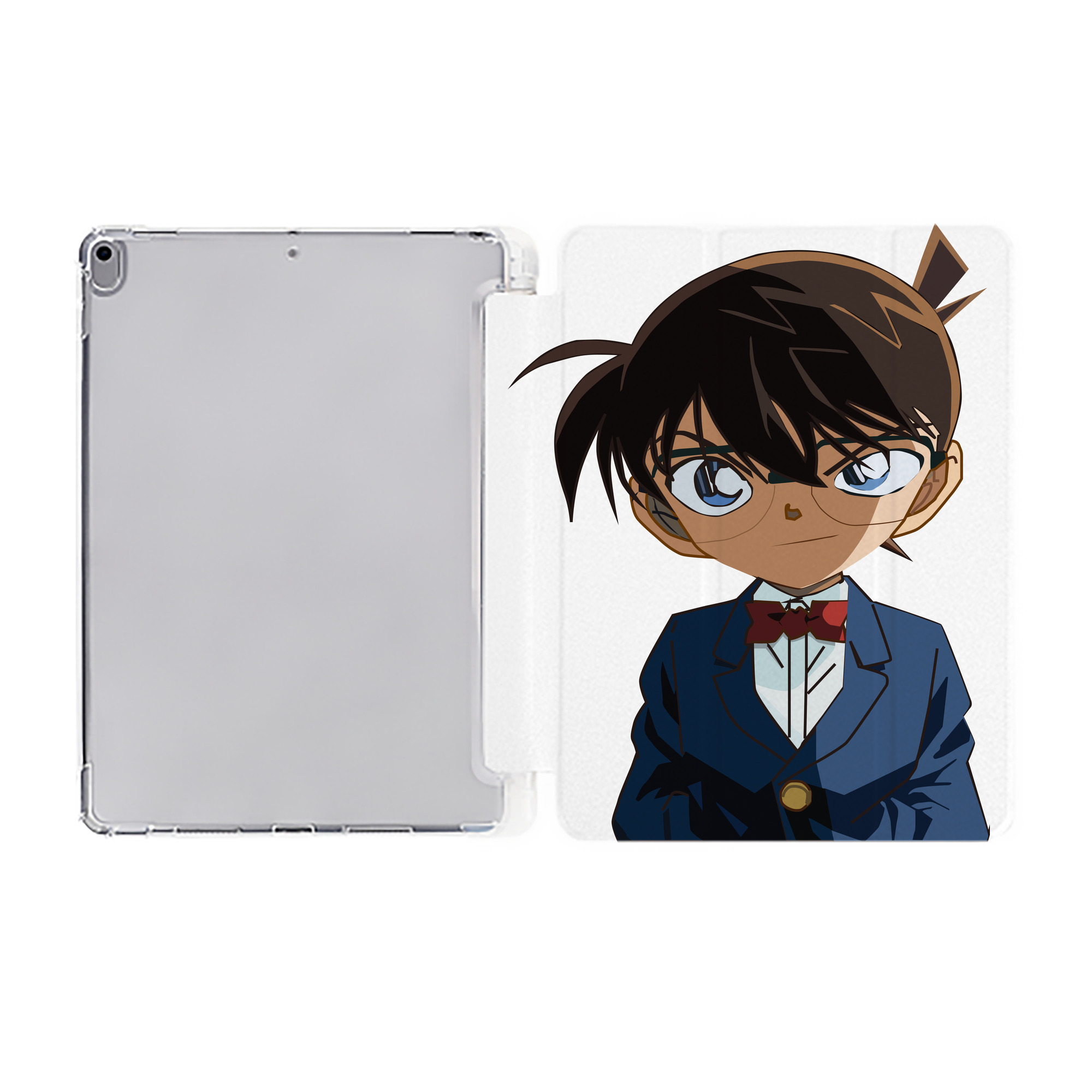 （画像用） 名探偵コナン 江戸川 コナン Detective Conan Conan Edogawa IPad ケース ペン収納付き 三つ折りスタンド PUレザー×シリコン 対応機種9.5/10.5/10.9インチ